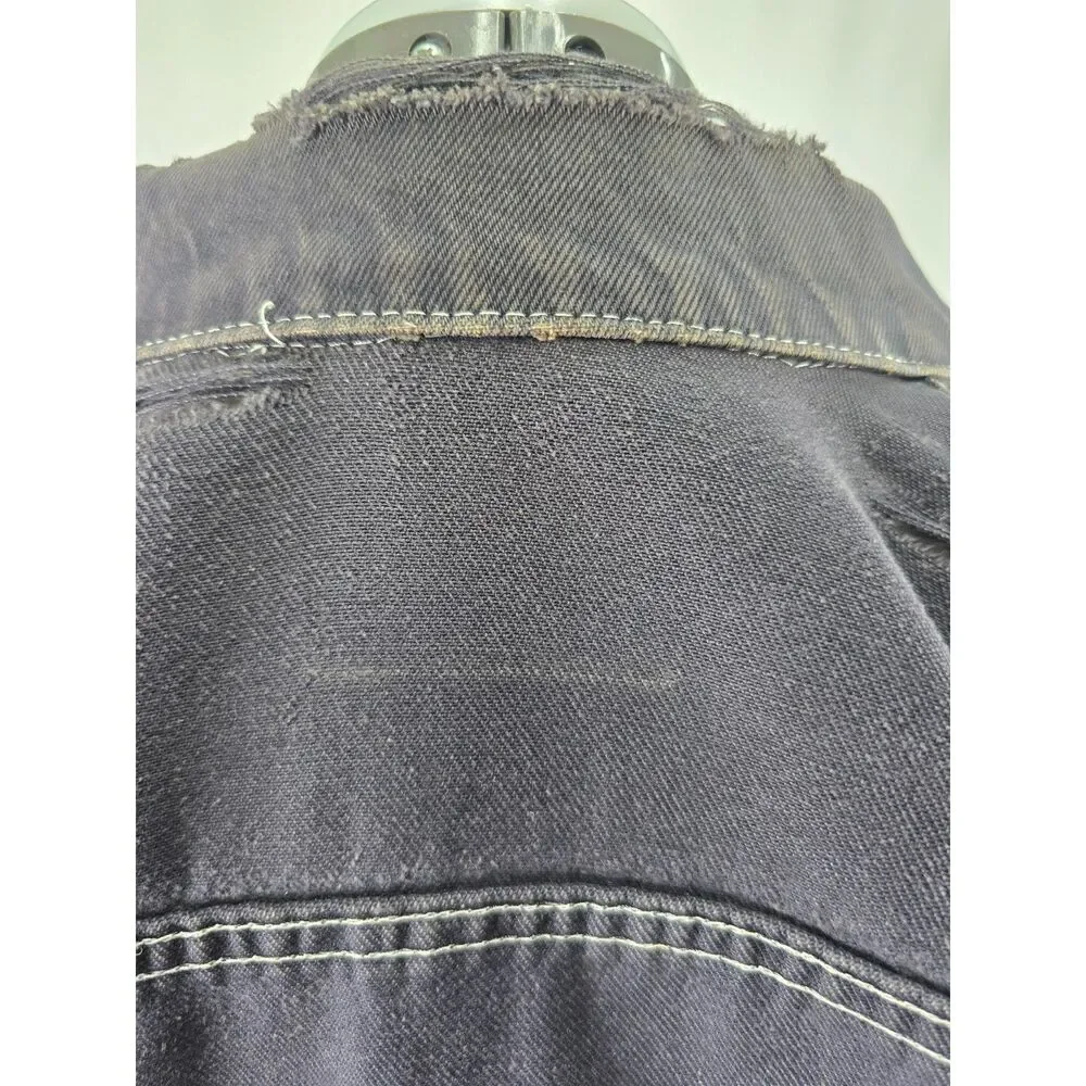 Custom Distressed Jean 90s Grunge‎ Patchwork Painted Denim Levis Trucker Jacket - Picture 8 of 15